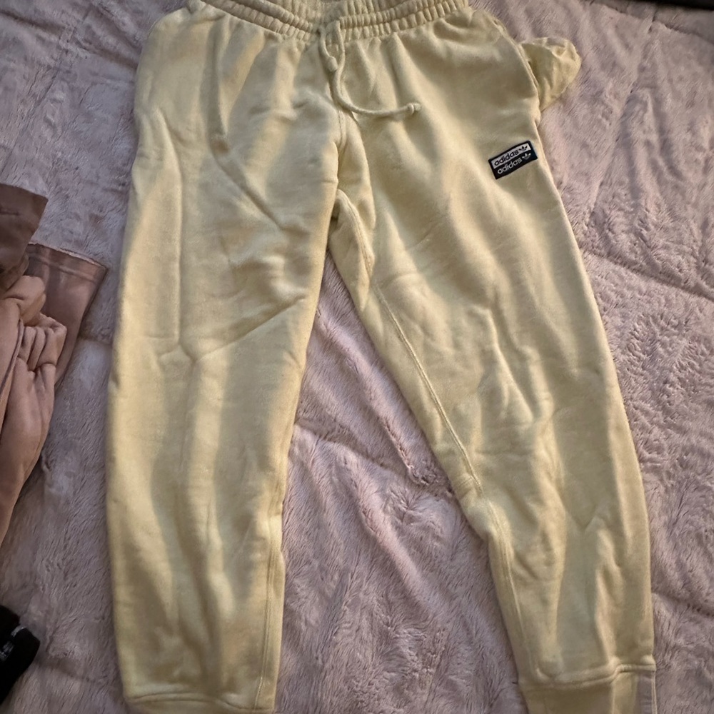 Green adidas sweat pants